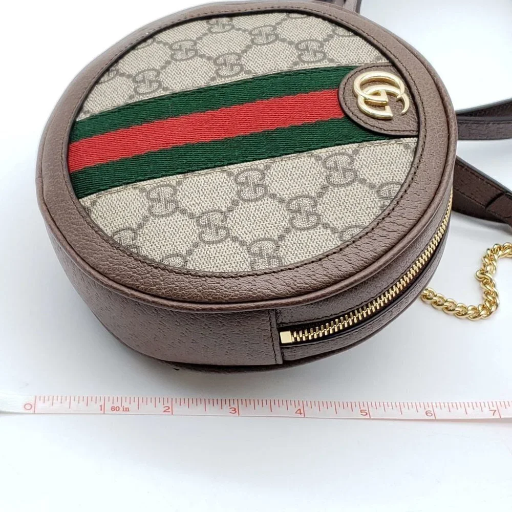 Authentic Gucci Ophidia Round Mini Crossbody Bag NEW | GG Supreme Canvas Web Bag